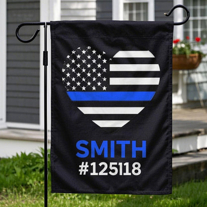 Customized Thin Blue Line Garden Flag, Back the Blue Flag - Police Officer Gift