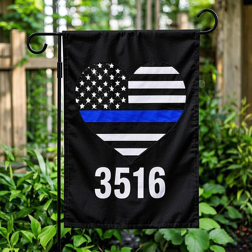 Customized Thin Blue Line Garden Flag, Back the Blue Flag - Police Officer Gift