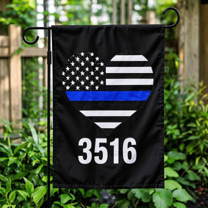 Customized Thin Blue Line Garden Flag, Back the Blue Flag - Police Officer Gift