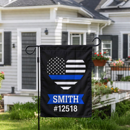 Customized Thin Blue Line Garden Flag, Back the Blue Flag - Police Officer Gift