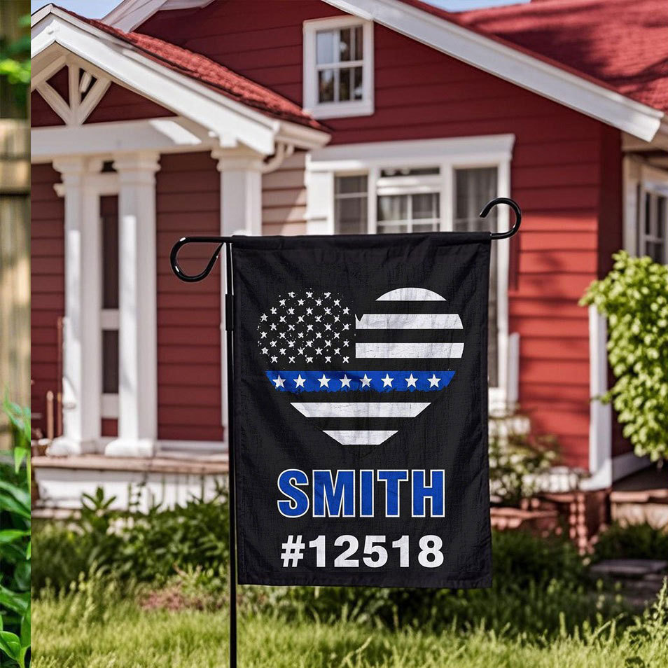 Customized Thin Blue Line Garden Flag, Back the Blue Flag - Police Officer Gift