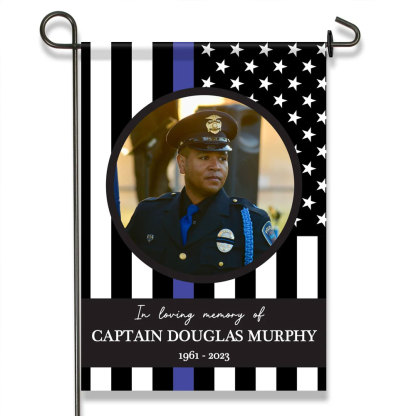 Custom Police Memorial Garden Flag with Photo
