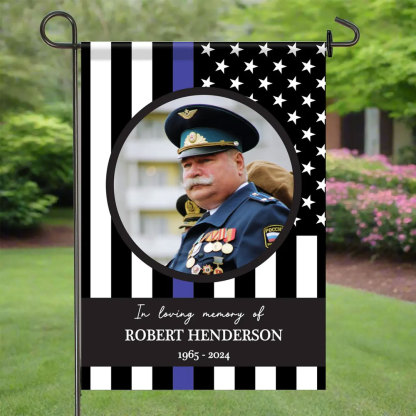 Custom Police Memorial Garden Flag with Photo