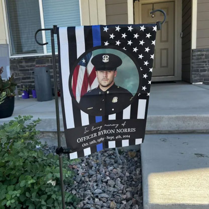 Custom Police Memorial Garden Flag with Photo
