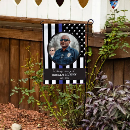 Custom Police Memorial Garden Flag with Photo
