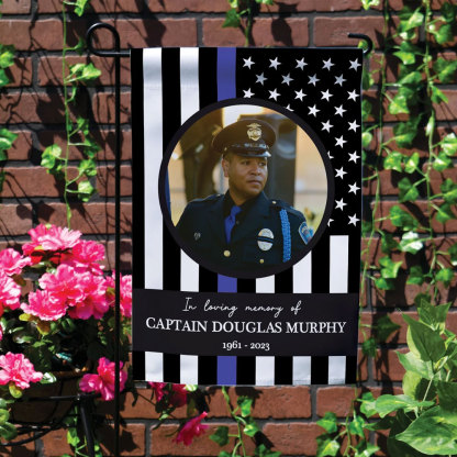 Custom Police Memorial Garden Flag with Photo