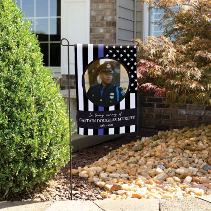 Custom Police Memorial Garden Flag with Photo