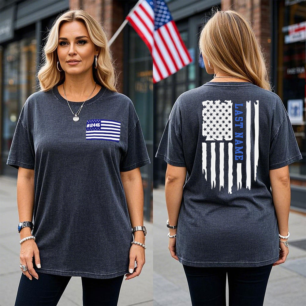 Custom Thin Blue Vertical Line Flag Police Shirt