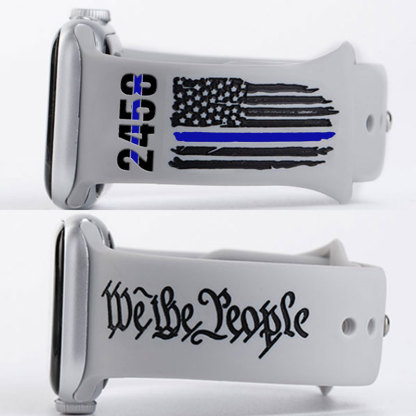 Personalized Thin Blue Line Silicone Apple Watch Band with Number