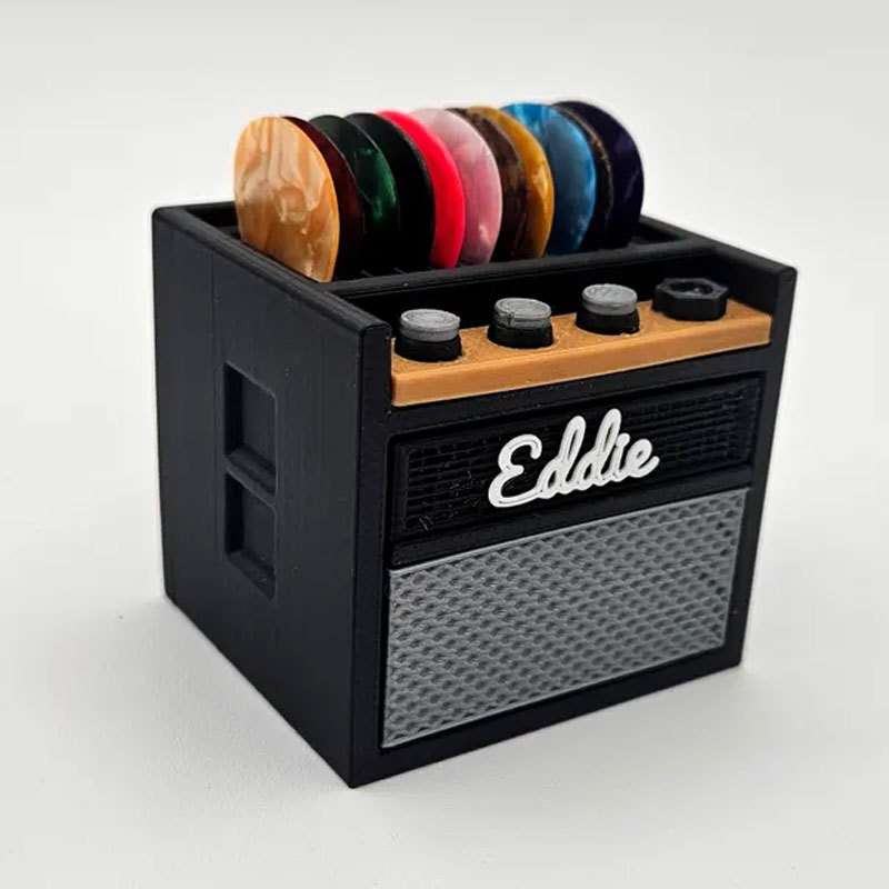 Customizable 3D Printed Guitar Amp Pick Holder with Drawer