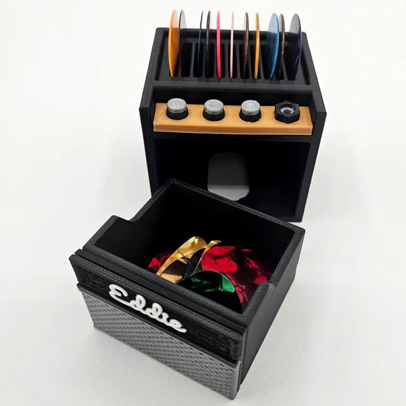 Customizable 3D Printed Guitar Amp Pick Holder with Drawer