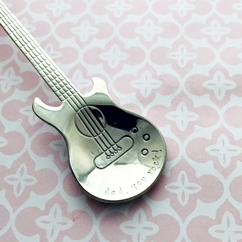 Hand Stamped Guitar Tea Spoon music guitarist