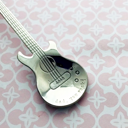 Hand Stamped Guitar Tea Spoon music guitarist