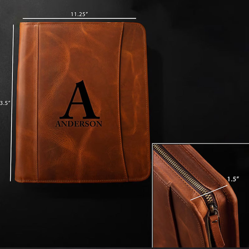 Handmade Leather Portfolio Personalized Gift