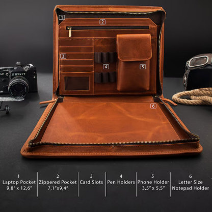 Handmade Leather Portfolio Personalized Gift