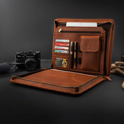 Handmade Leather Portfolio Personalized Gift