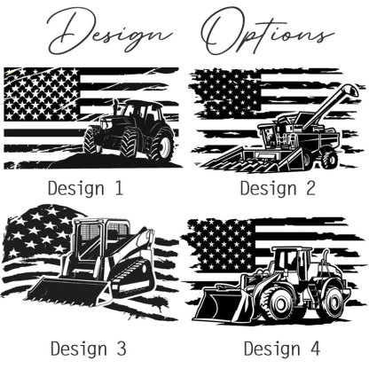 Personalized Farm Name and Tractor, Cow, Sheep, Chicken, Goat with American Flag Leather Trucker Hat