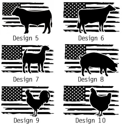 Personalized Farm Name and Tractor, Cow, Sheep, Chicken, Goat with American Flag Leather Trucker Hat