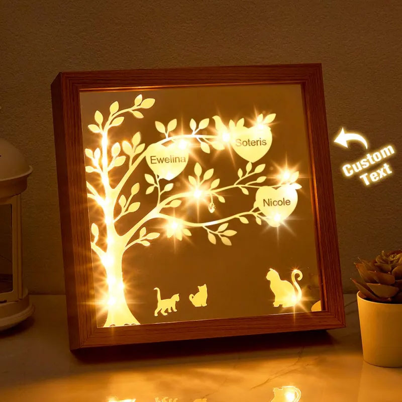 Personalized Name Family Tree Mirror NIght Light, Home Decor