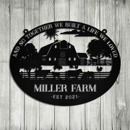 Metal Farm Sign Outdoor Barn Cow Horse Pig Chicken Monogram