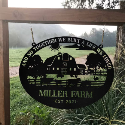 Metal Farm Sign Outdoor Barn Cow Horse Pig Chicken Monogram