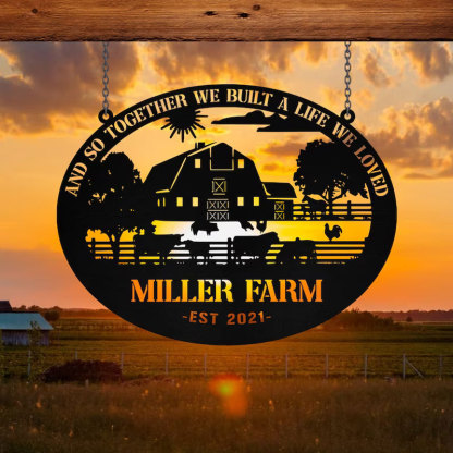 Metal Farm Sign Outdoor Barn Cow Horse Pig Chicken Monogram