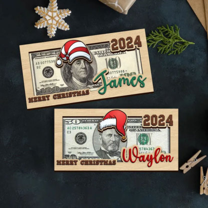 Personalized Christmas Money Holders, Santa Money Cards