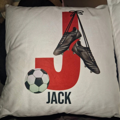 Personalised Football Cushion Pillow Printed Initial Name Design