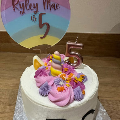Personalised Pastel Rainbow Cake Circle Topper