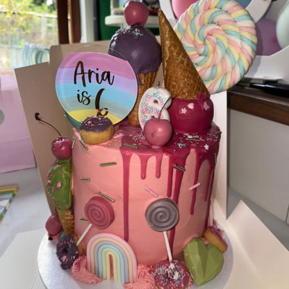 Personalised Pastel Rainbow Cake Circle Topper