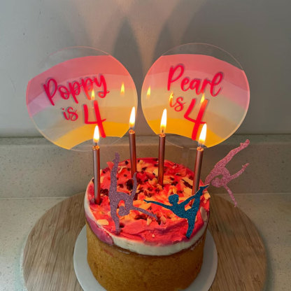 Personalised Pastel Rainbow Cake Circle Topper
