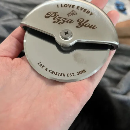 Personalised Stainless Steel Couples Pizza Cutter