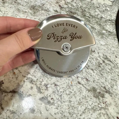 Personalised Stainless Steel Couples Pizza Cutter