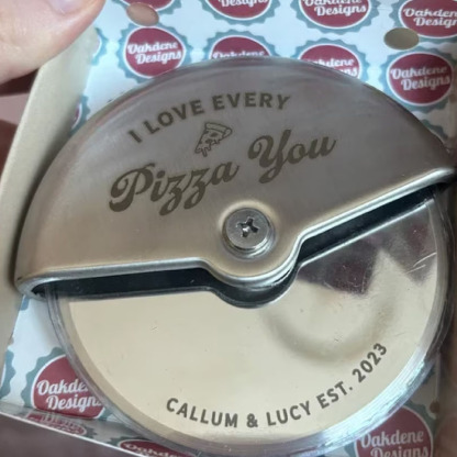Personalised Stainless Steel Couples Pizza Cutter