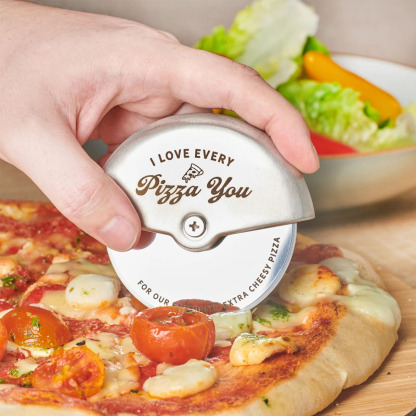 Personalised Stainless Steel Couples Pizza Cutter
