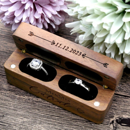 Personalised Wedding Wood Ring Box