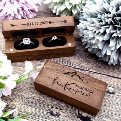 Personalised Wedding Wood Ring Box