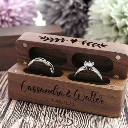 Personalised Wedding Wood Ring Box
