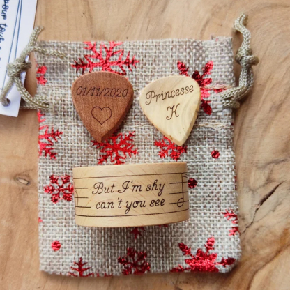 Personalize Gift Wood Guitar Pick With Box