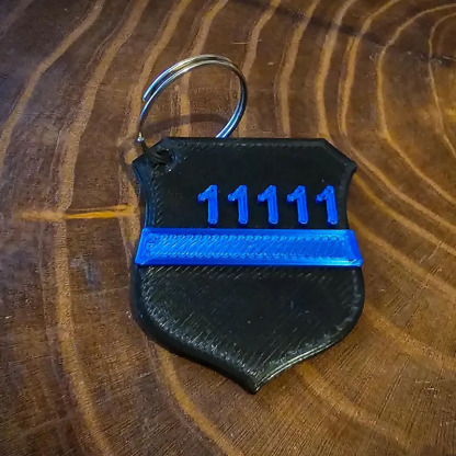 Personalized 3D Printed Police Thin Blue Line Keychain