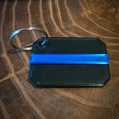 Personalized 3D Printed Police Thin Blue Line Keychain