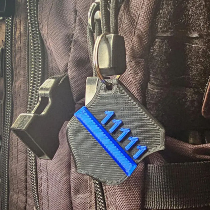 Personalized 3D Printed Police Thin Blue Line Keychain