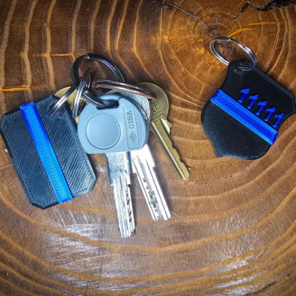 Personalized 3D Printed Police Thin Blue Line Keychain