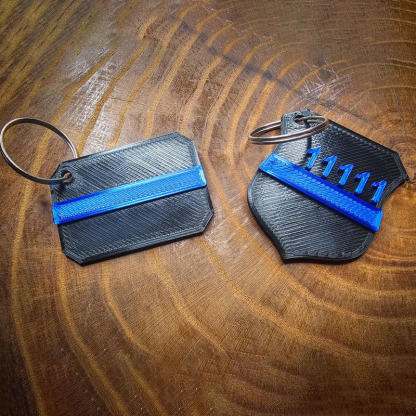 Personalized 3D Printed Police Thin Blue Line Keychain