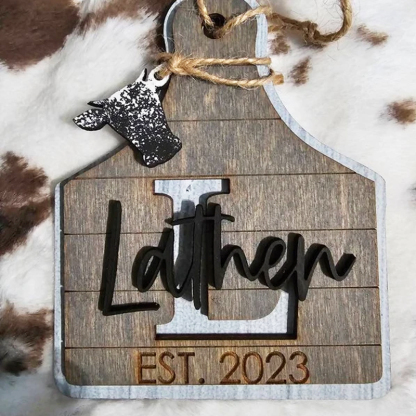 Personalized Cow Tag Decorative Board 