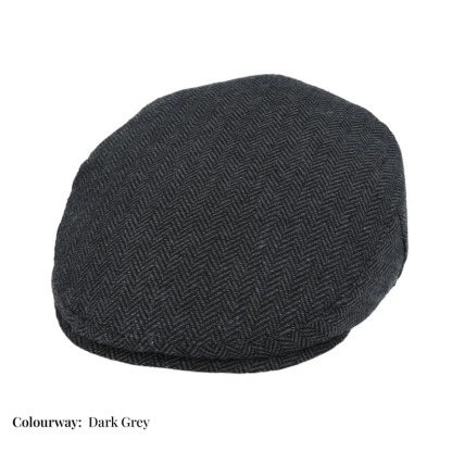 Personalized Embroidered Flat Cap Tweed Herringbone