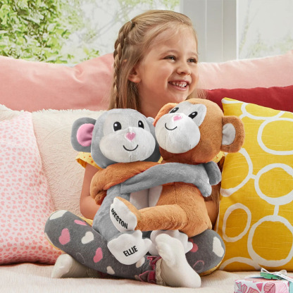 Personalized Hugs And Kisses Monkeys