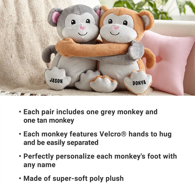 Personalized Hugs And Kisses Monkeys