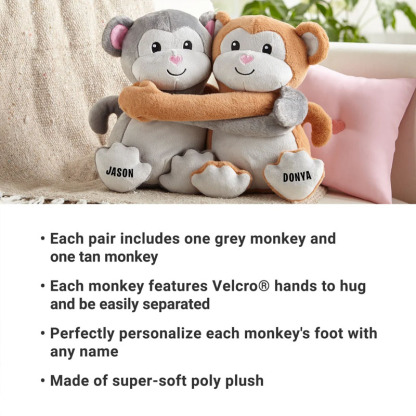 Personalized Hugs And Kisses Monkeys