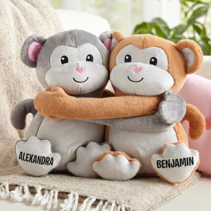 Personalized Hugs And Kisses Monkeys